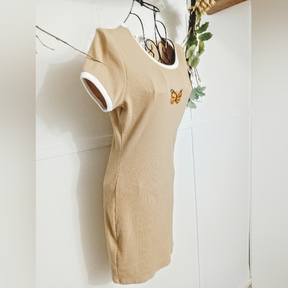Vintage Y2K ::90s Cut and Paste Baby Tee Ribbed Knit Butterfly Mini Dress Size S - Picture 2 of 7